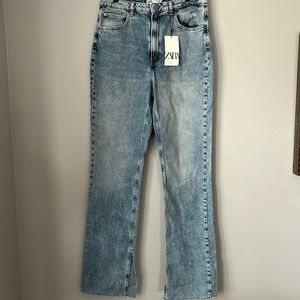 NWT ZARA Slim Flare High Rise Split Hem Jean